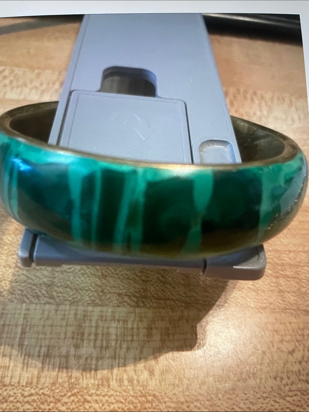 Vintage Malachite and Brass  Slip on Bangle